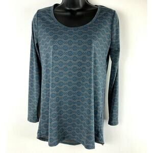 Lularoe LS Lynnae Gray Blue Geometric High Low Comfortable Oversized Comfy XXS